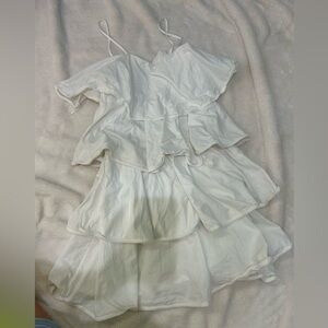 white zara tiered mini dress